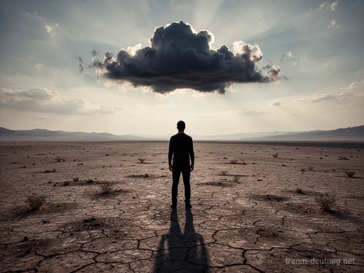 Silhouette einer Person in einer leeren Wüstenlandschaft, die alles verloren hat.