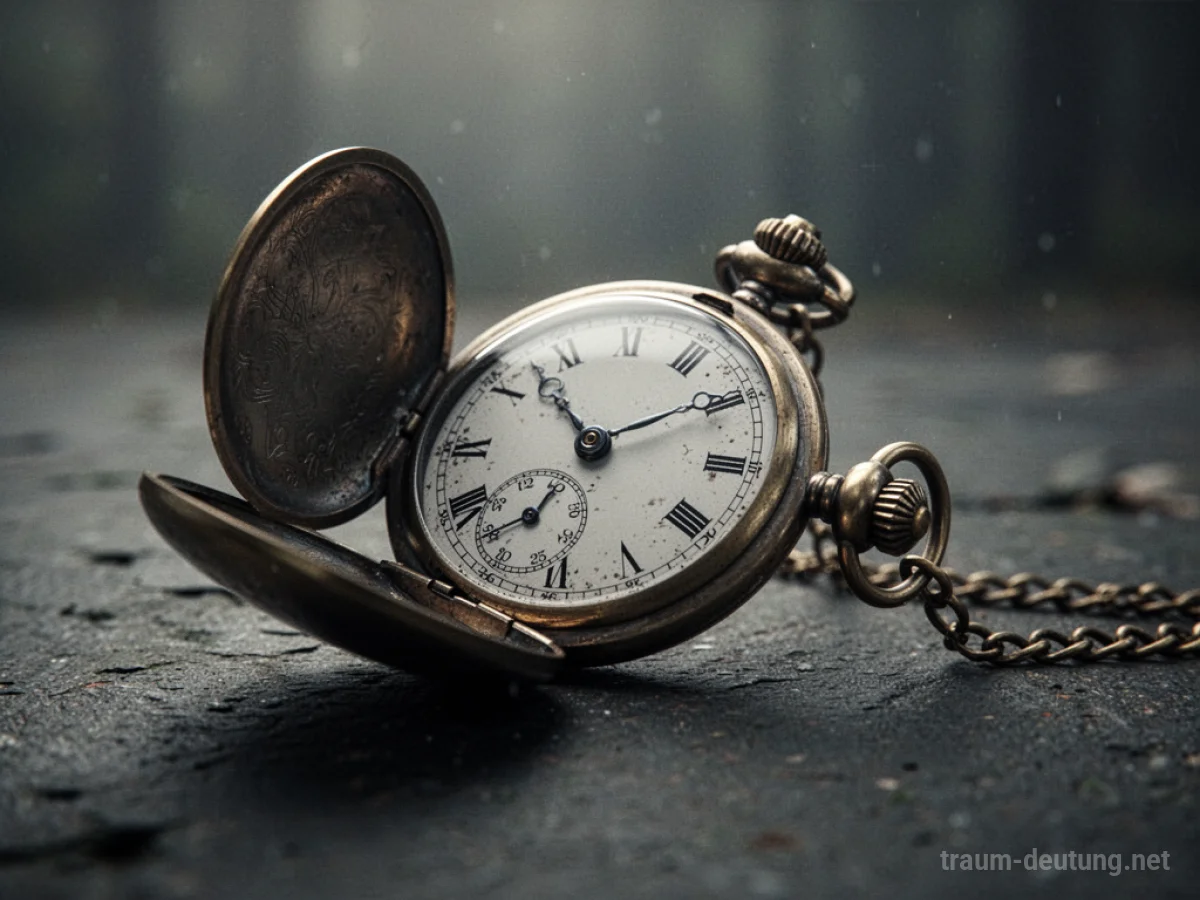 Alte Taschenuhr liegt auf dunklem Untergrund