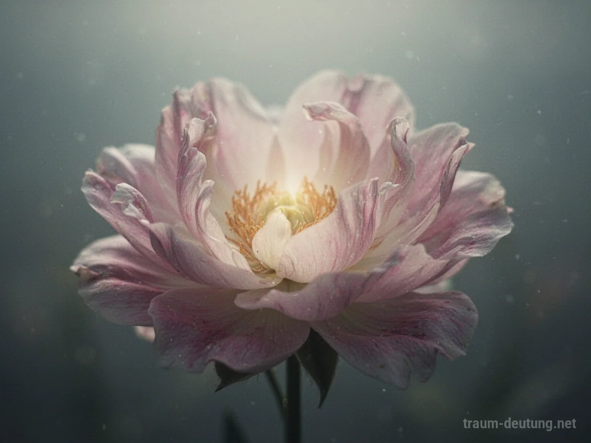 Abstrakte Darstellung einer sich öffnenden Blume mit sanftem Licht.