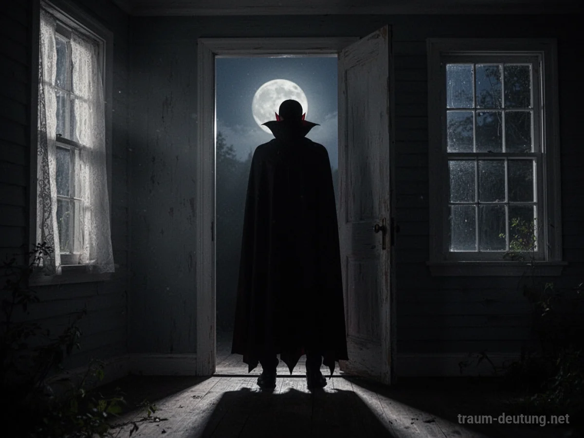 Silhouette eines Vampirs im Hausflur, Dunkelheit und Schatten