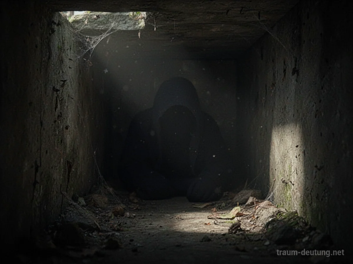 Ein dunkler, enger Raum, der ein Versteck andeutet.