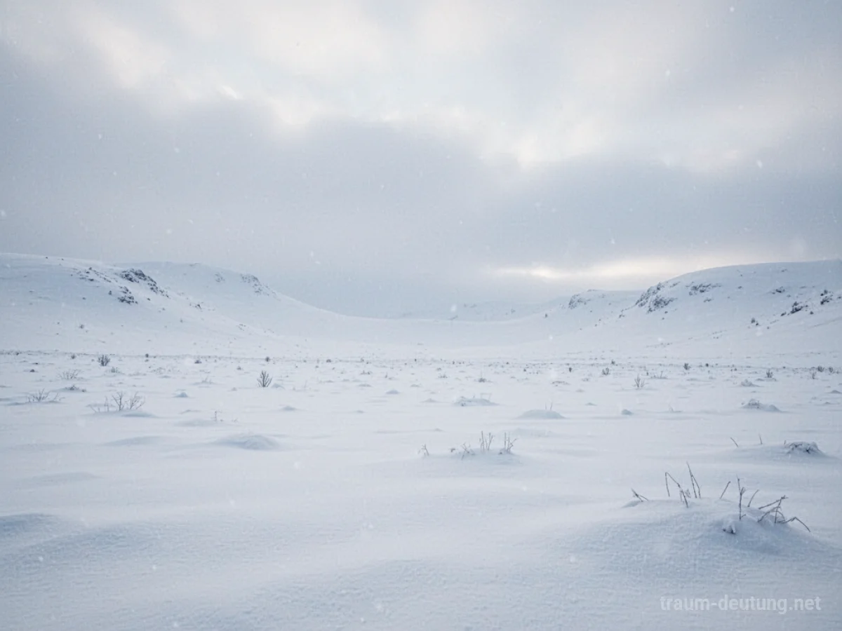 Eine weite, unberührte Landschaft, komplett mit dickem, weißem Schnee bedeckt.