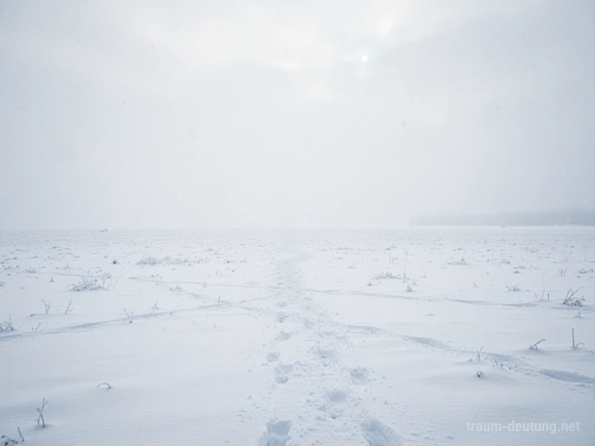 Eine weite, schneebedeckte Landschaft unter einem hellen Himmel.