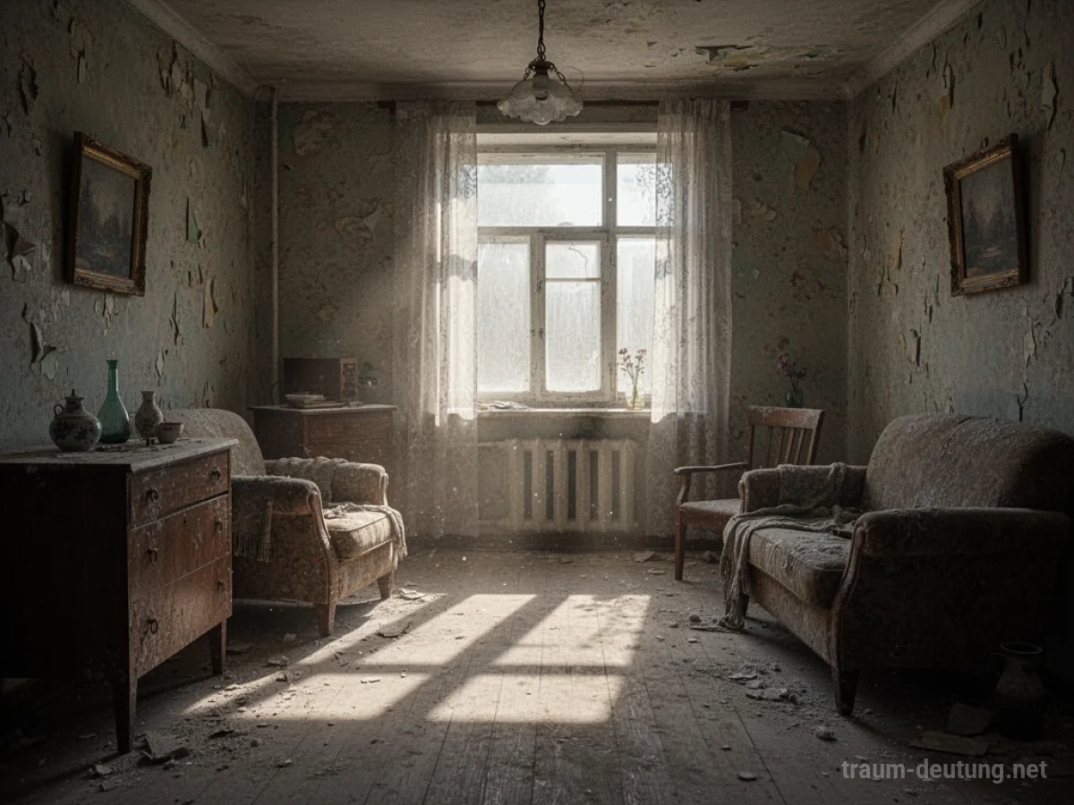 Verlassene alte Wohnung mit Staub und Sonnenlicht