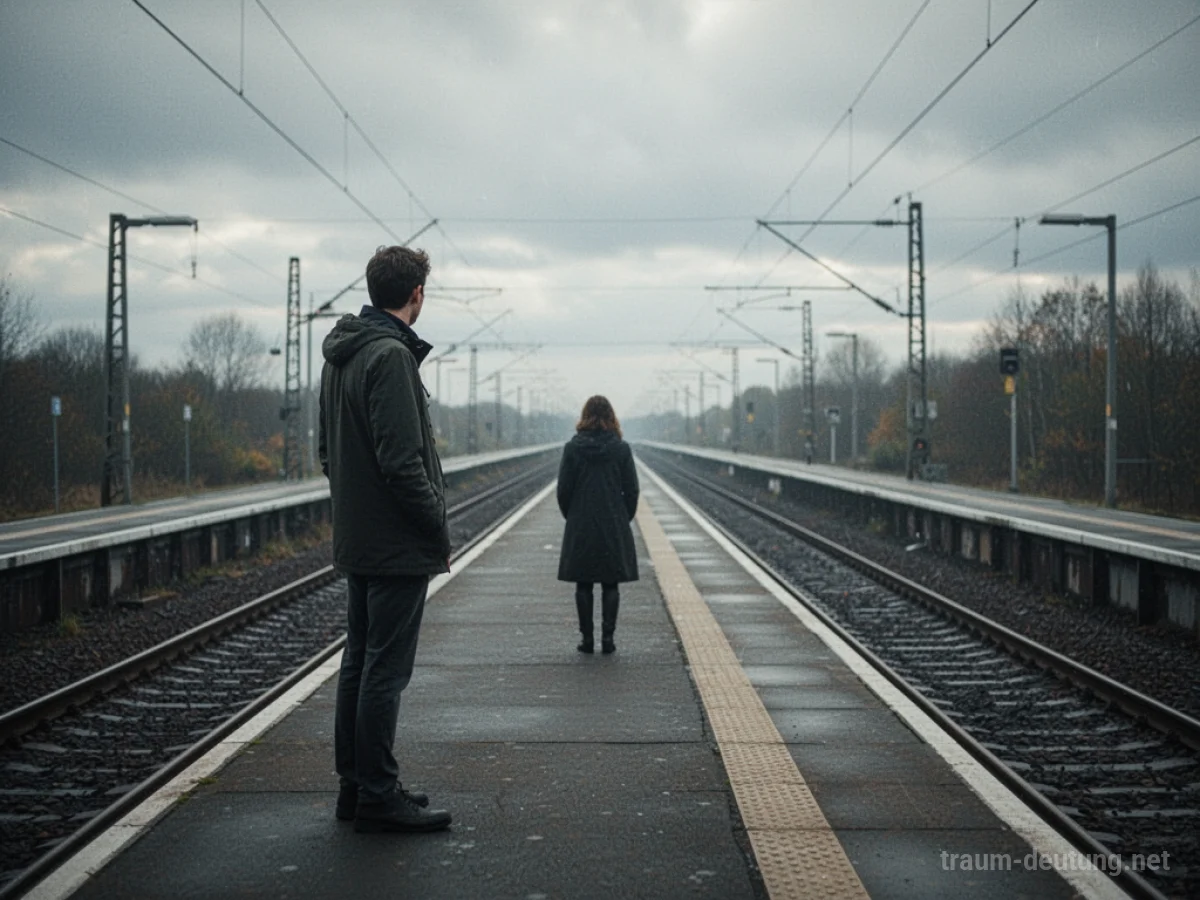 Eine Person wartet allein auf einem Bahnsteig auf den Zug.