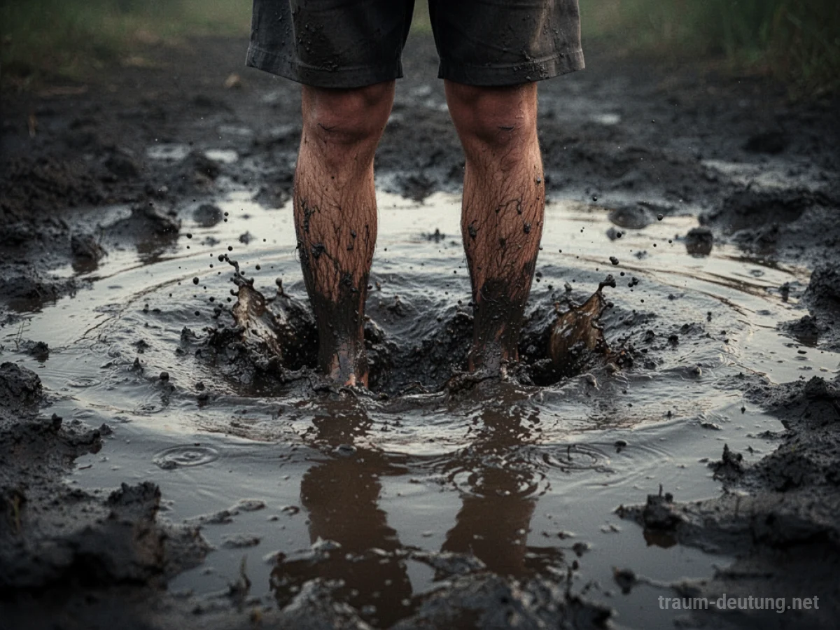 Beine, die durch dicken Schlamm waten