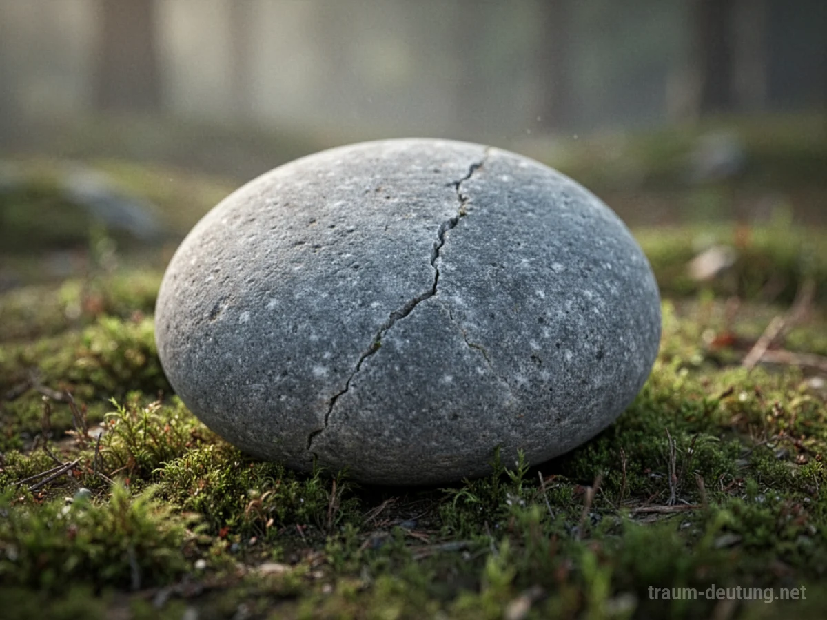 Grauer Stein mit feinem Riss auf Moos