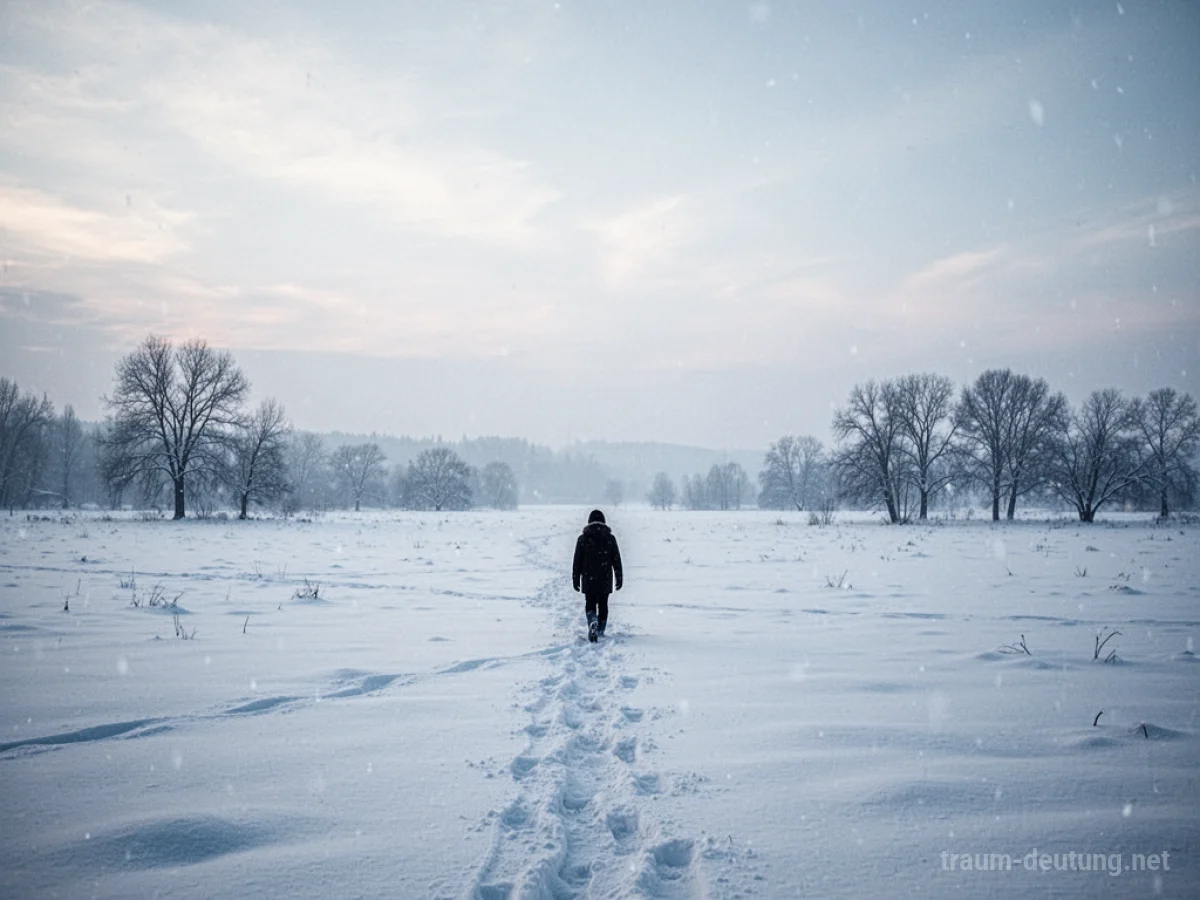Einsamer Mensch in verschneiter Landschaft im Wintertraum