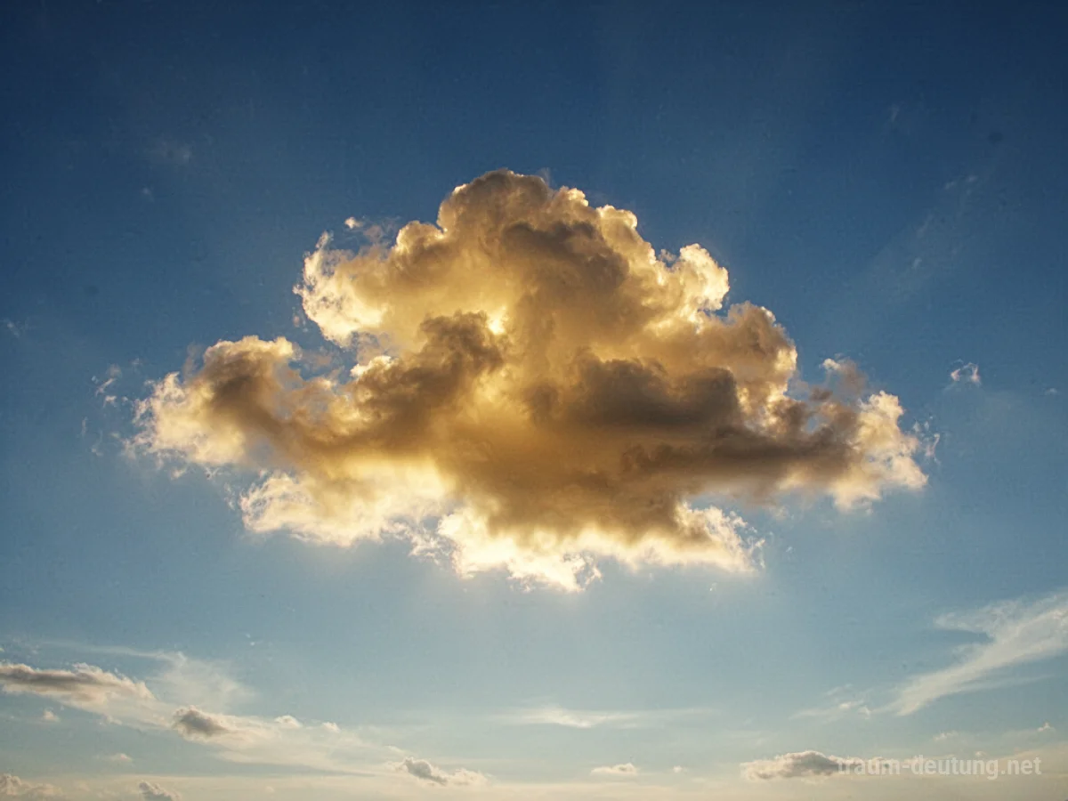 Eine leuchtend goldene Wolke am klaren blauen Himmel.