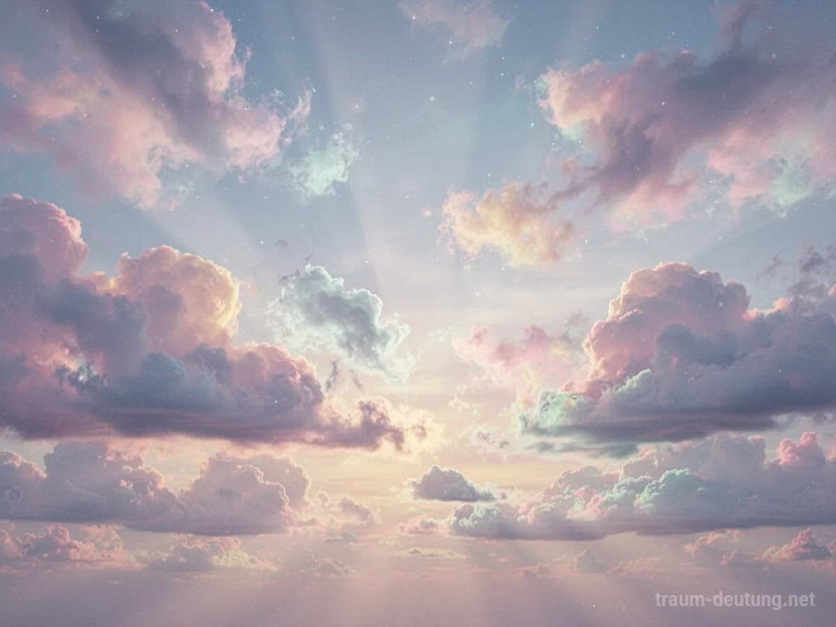 Leuchtende Wolken am Himmel in sanften Pastelltönen