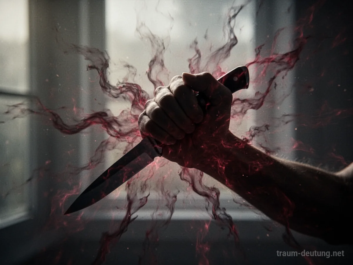 Schattenhafte Silhouette einer Hand, die ein Messer hält