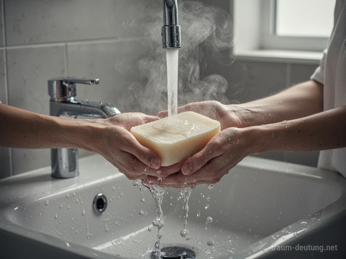 Hände, die sich unter heißem, dampfendem Wasser waschen