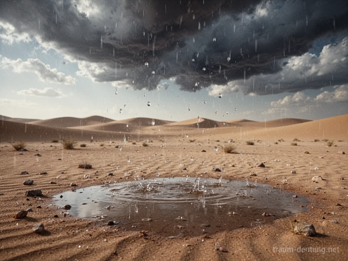 Plötzlicher Regen fällt auf eine trockene Wüste