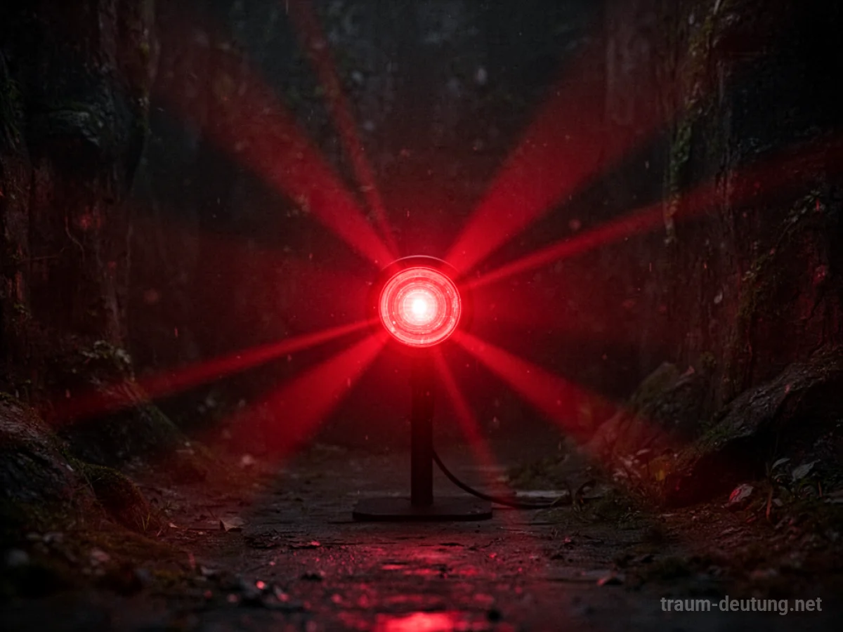Ein rotes Warnlicht blinkt in der Dunkelheit.