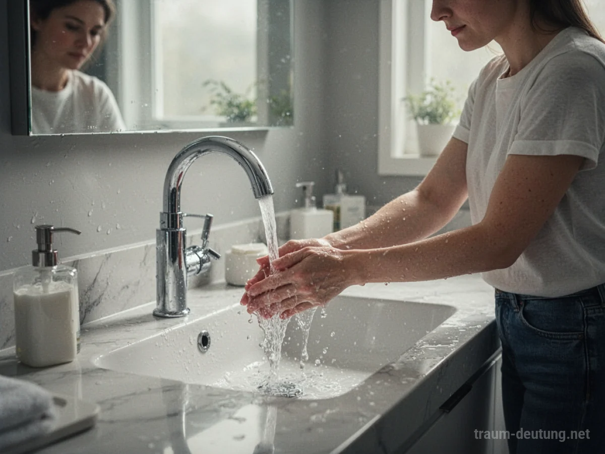 Eine Person wäscht sich die Hände unter fließendem Wasser.