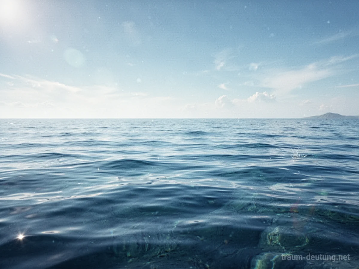 Ruhiges, klares blaues Wasser unter einem hellen Himmel