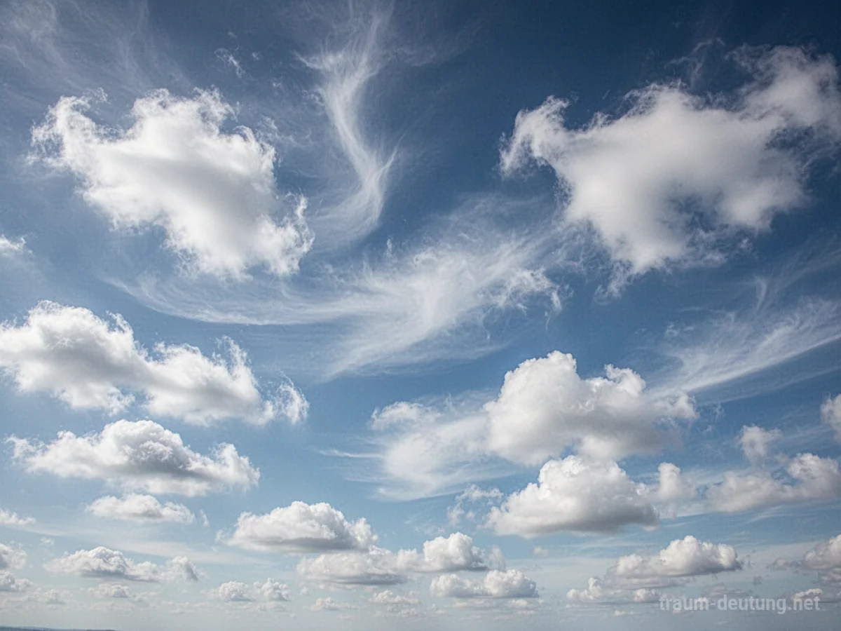 Weiße Wolken ziehen gemächlich über einen blauen Himmel.
