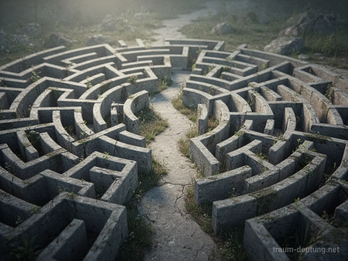 Ein verschlungenes Labyrinth mit einem einzelnen, klaren Weg, der daraus führt.