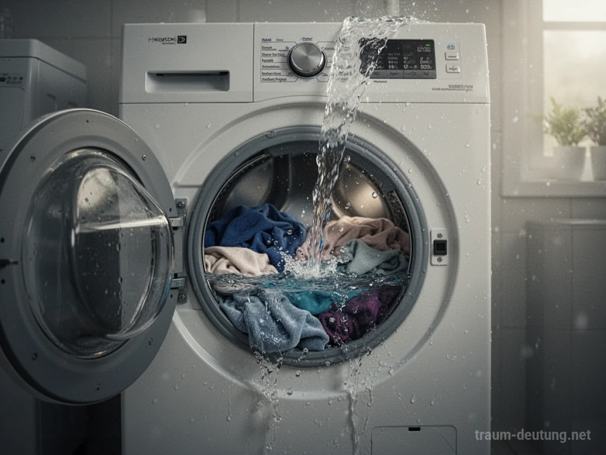 Waschmaschine mit Kleidung, symbolisch für Reinigung im Traum.