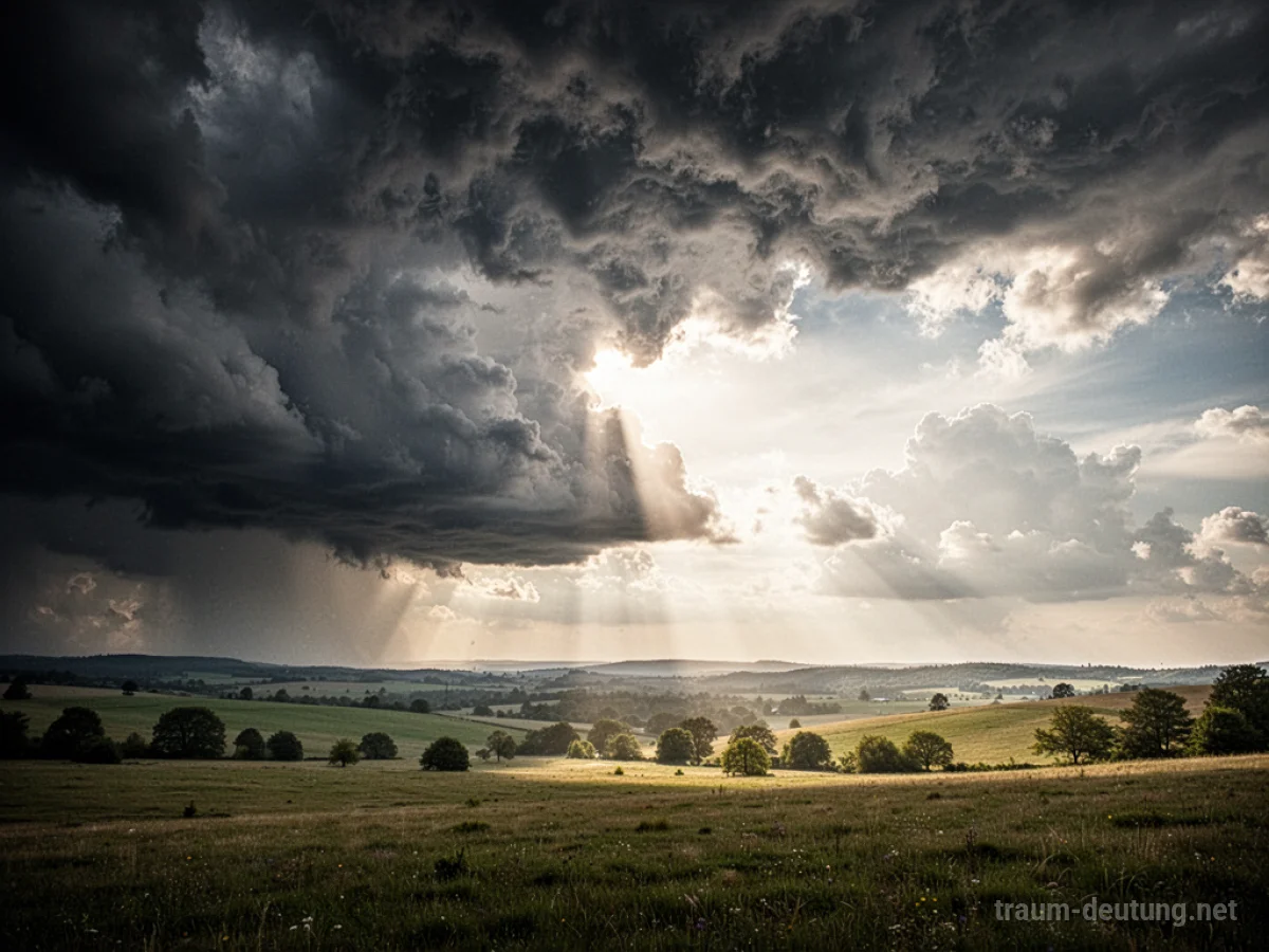 Himmel mit sich schnell änderndem Wetter, von dunklen Wolken zu Sonnenschein.