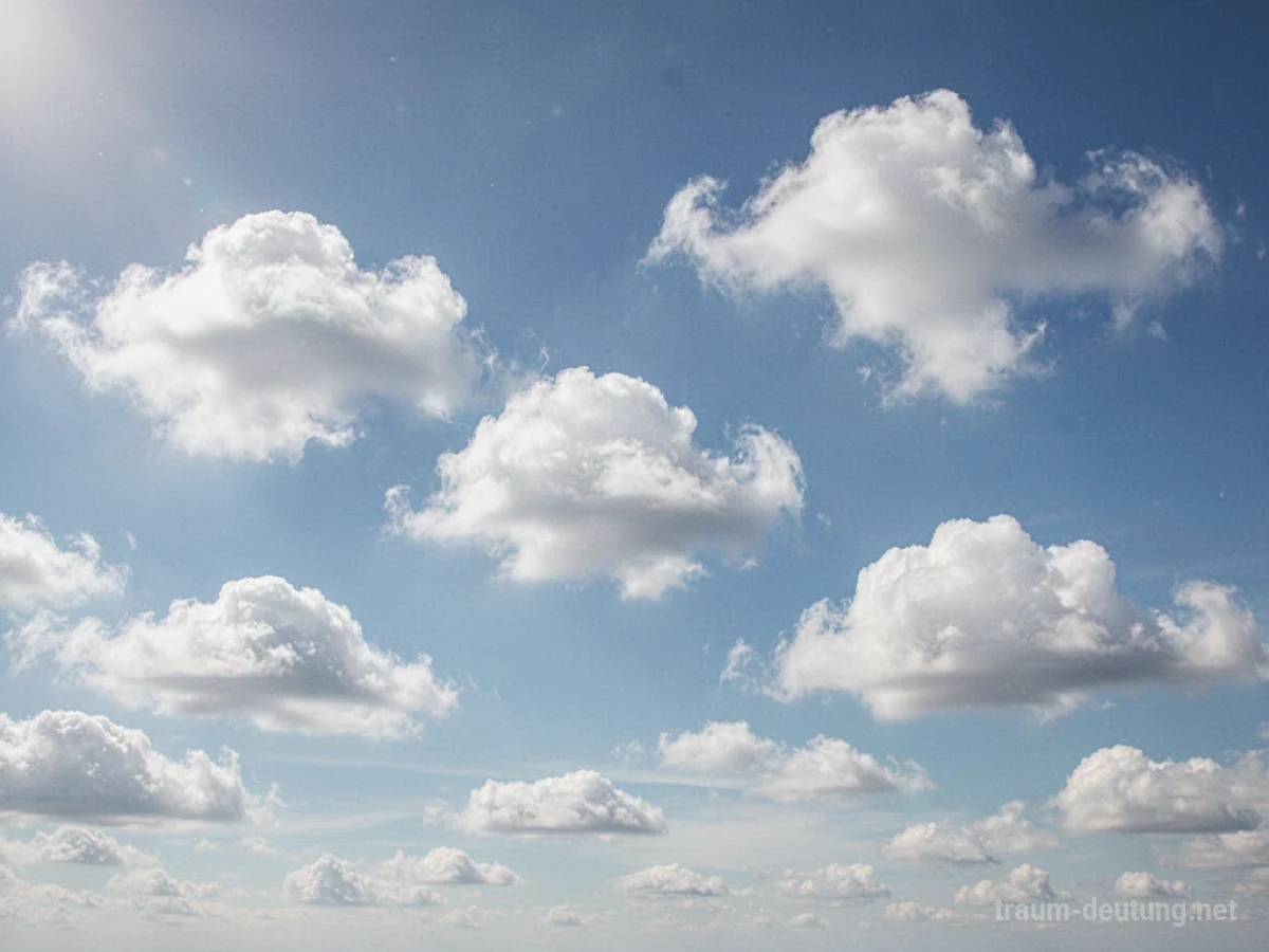 Weiße, flauschige Wolken am strahlend blauen Himmel
