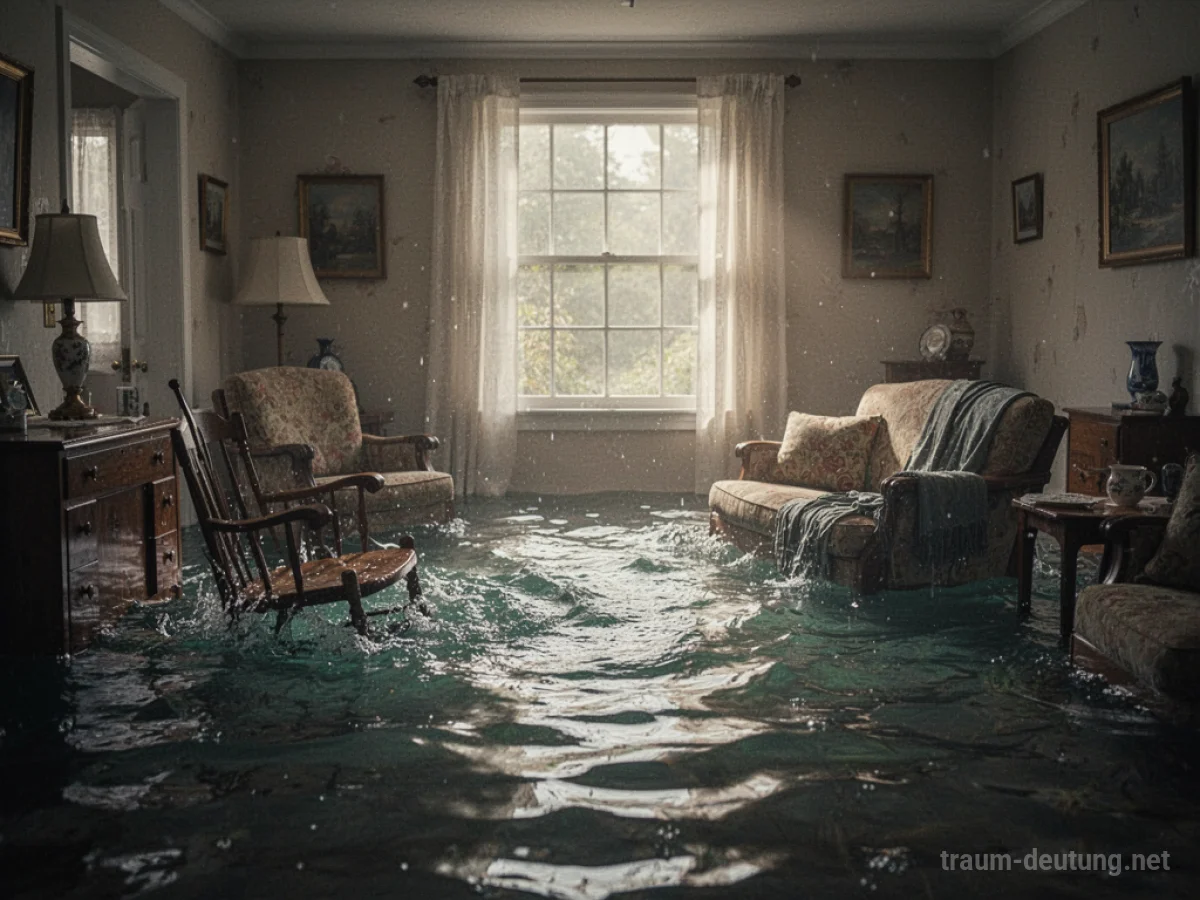 Wasser steigt in einem Haus an und überflutet Möbel