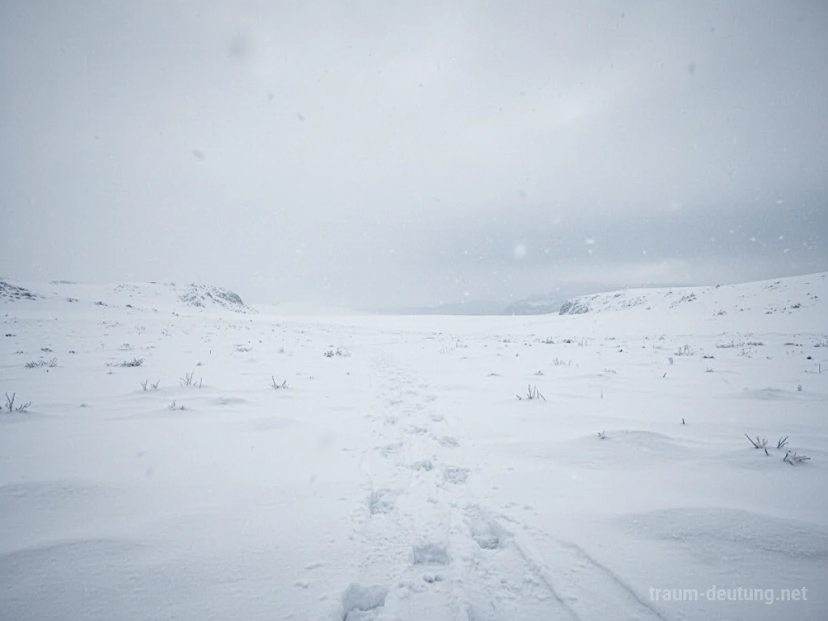 Weite Schneelandschaft unter bedecktem Himmel, menschenleer