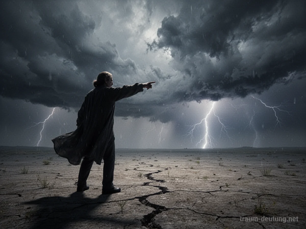 Schattenfigur warnt vor drohendem Unglück am Horizont