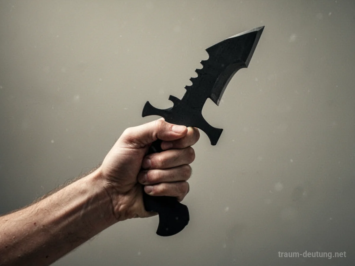 Hand hält eine stilisierte Waffe