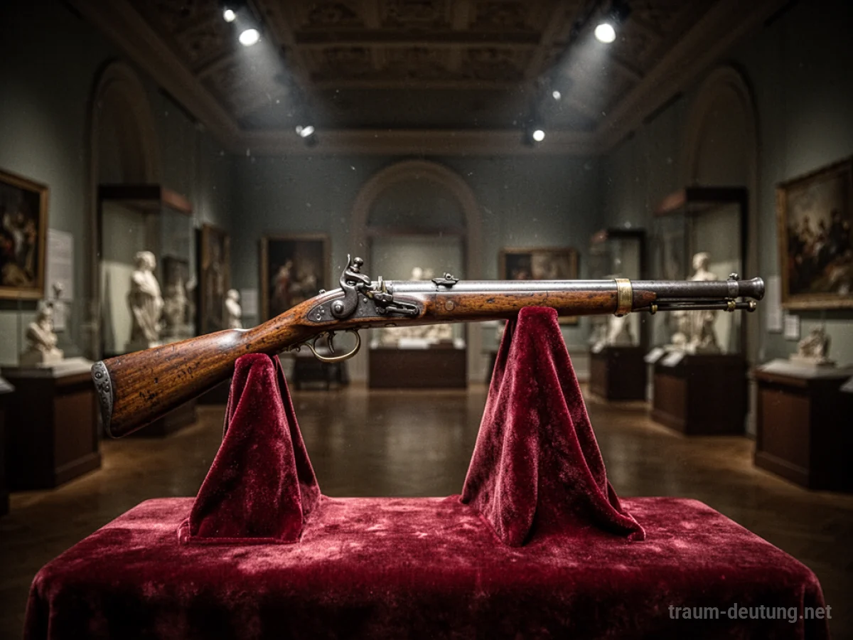 Eine alte Waffe auf einem Ständer in einem Museum