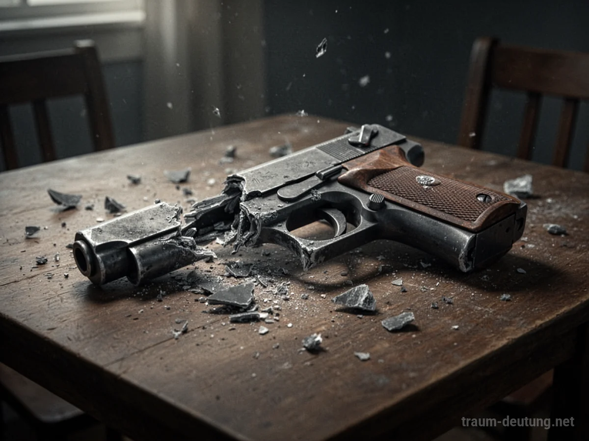 Kaputte Waffe liegt auf einem Tisch
