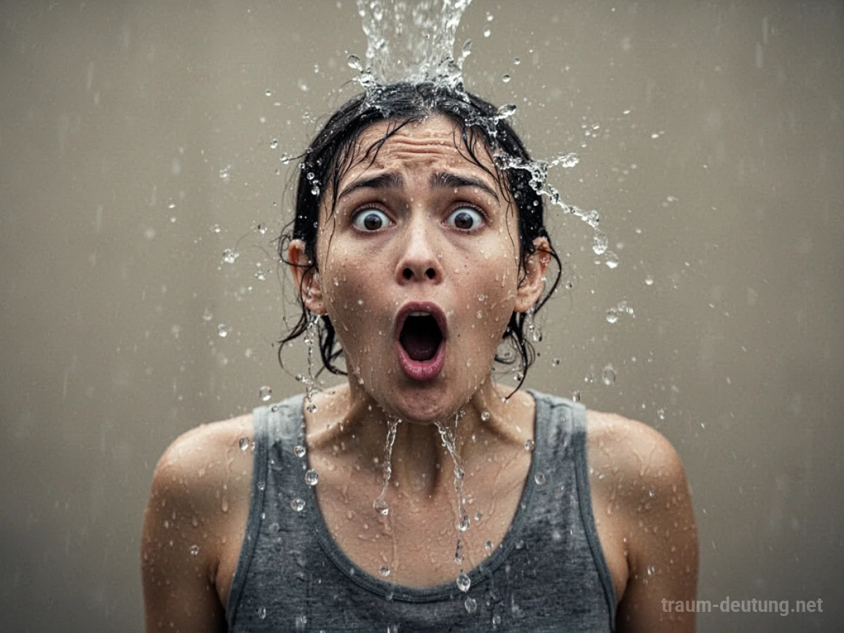 Eine Person wird von Wasser angespritzt, was auf unerwartete emotionale Reaktionen hindeutet.