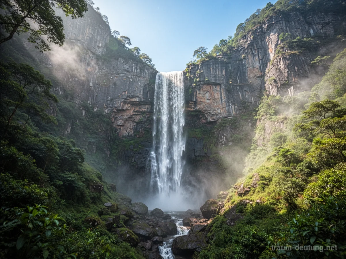 Ein rauschender Wasserfall stürzt einen steilen Berg hinab