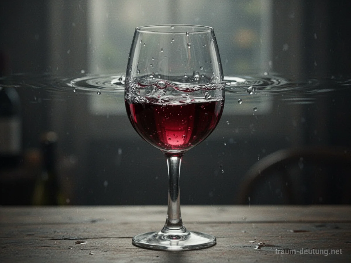 Ein Glas Rotwein verwandelt sich langsam in klares Wasser.
