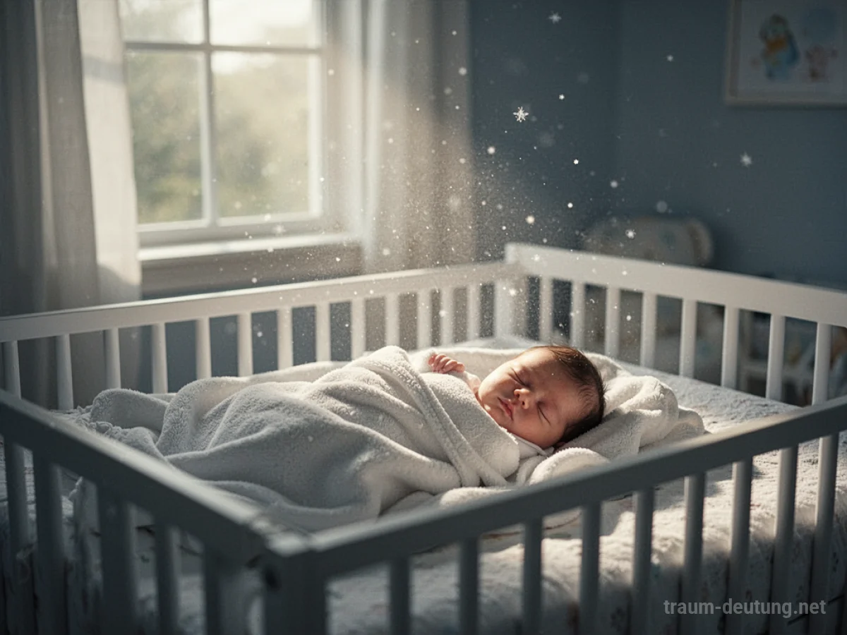 Schlafendes weißes Baby in weißen Decken im sanften Licht
