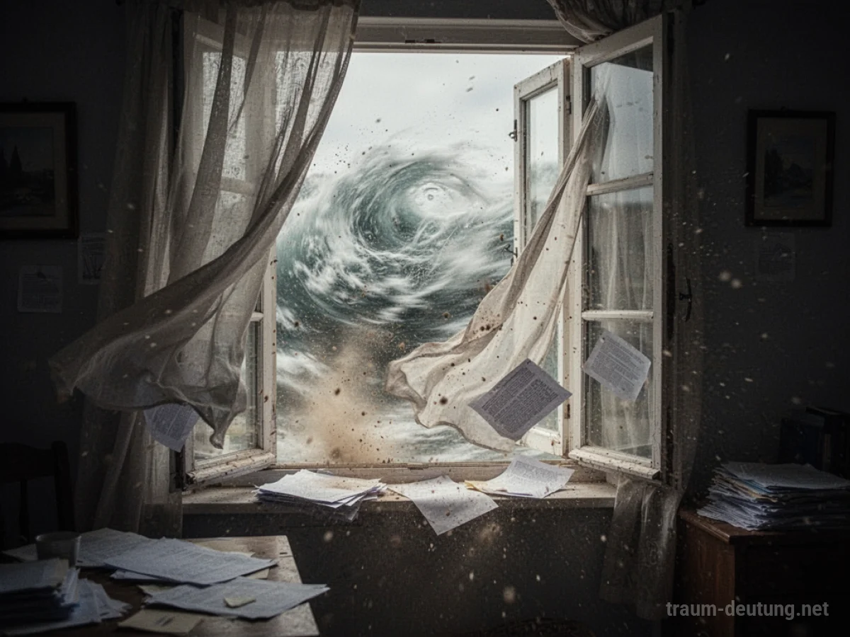 Wind weht durch ein offenes Fenster in einen Raum.