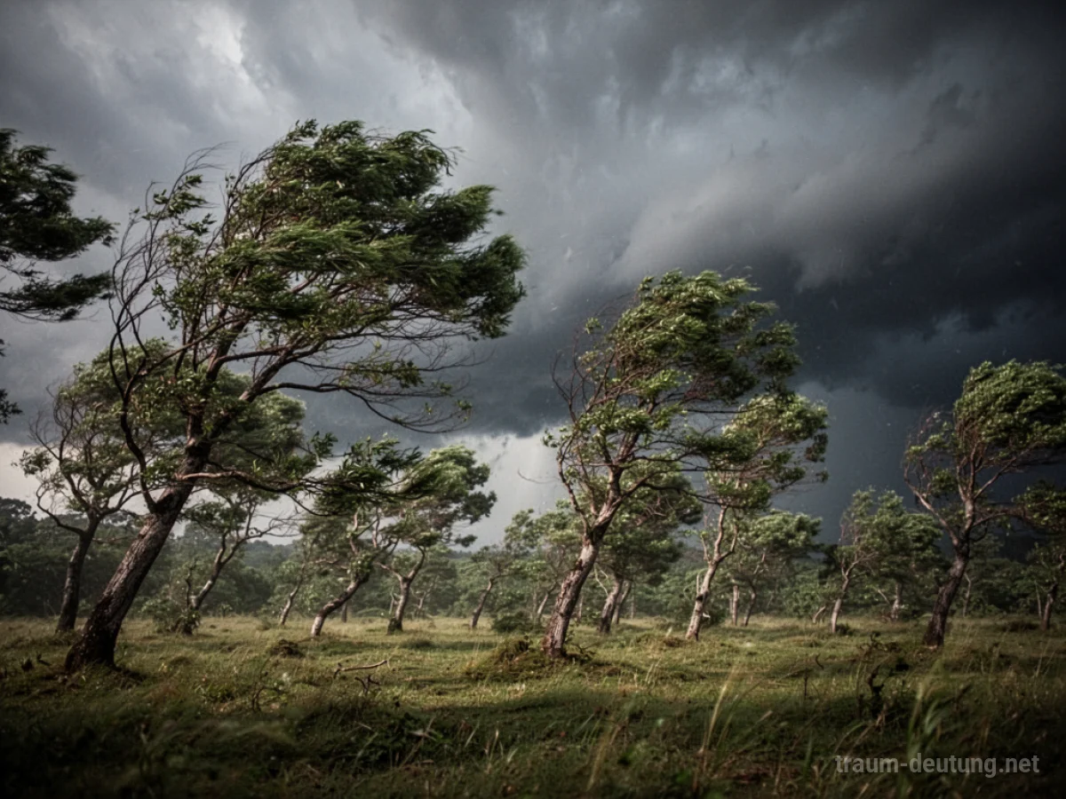 Wind weht stark, dunkle Wolken nahen am Horizont