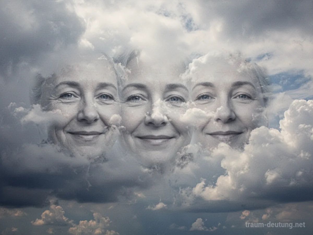 Wolken, die im Himmel Gesichter formen, als Zeichen einer inneren Botschaft.
