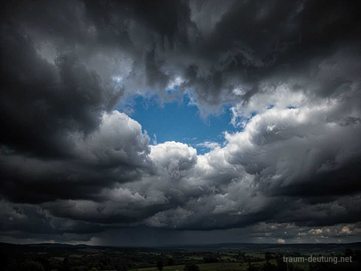 Dunkle, bedrohliche Wolken verschlucken den gesamten Himmel.