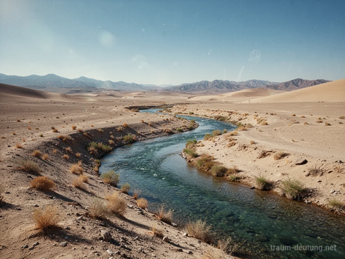 Wüste mit einem lebendigen Fluss, der durch das trockene Land fließt.