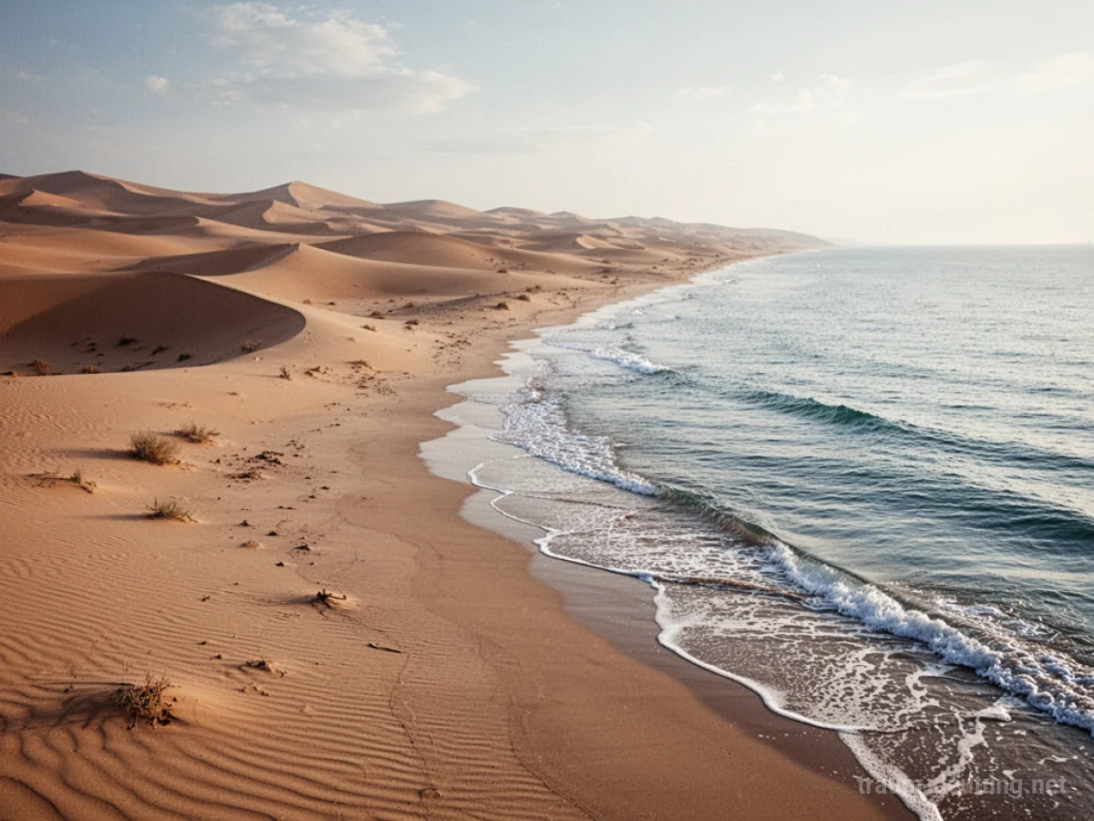 Sanddünen wandeln sich in eine ruhige Meeresoberfläche