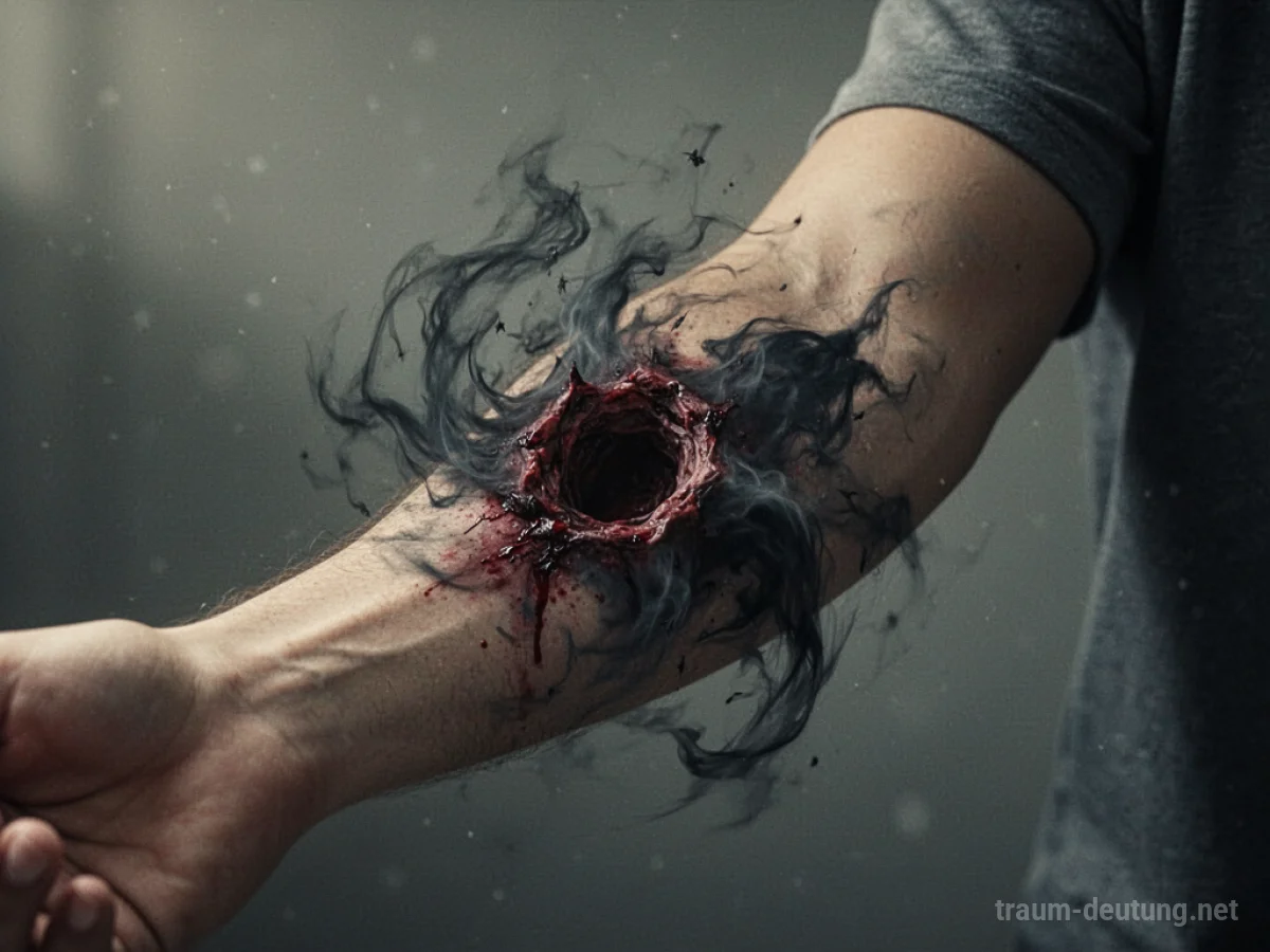 Symbolische Darstellung einer Bisswunde am Arm im Traum