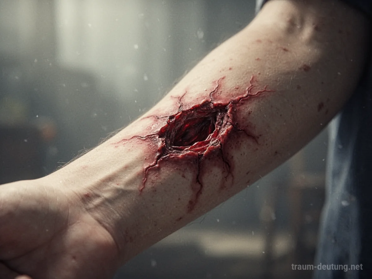 Symbolische Darstellung einer nicht heilenden Wunde am Arm