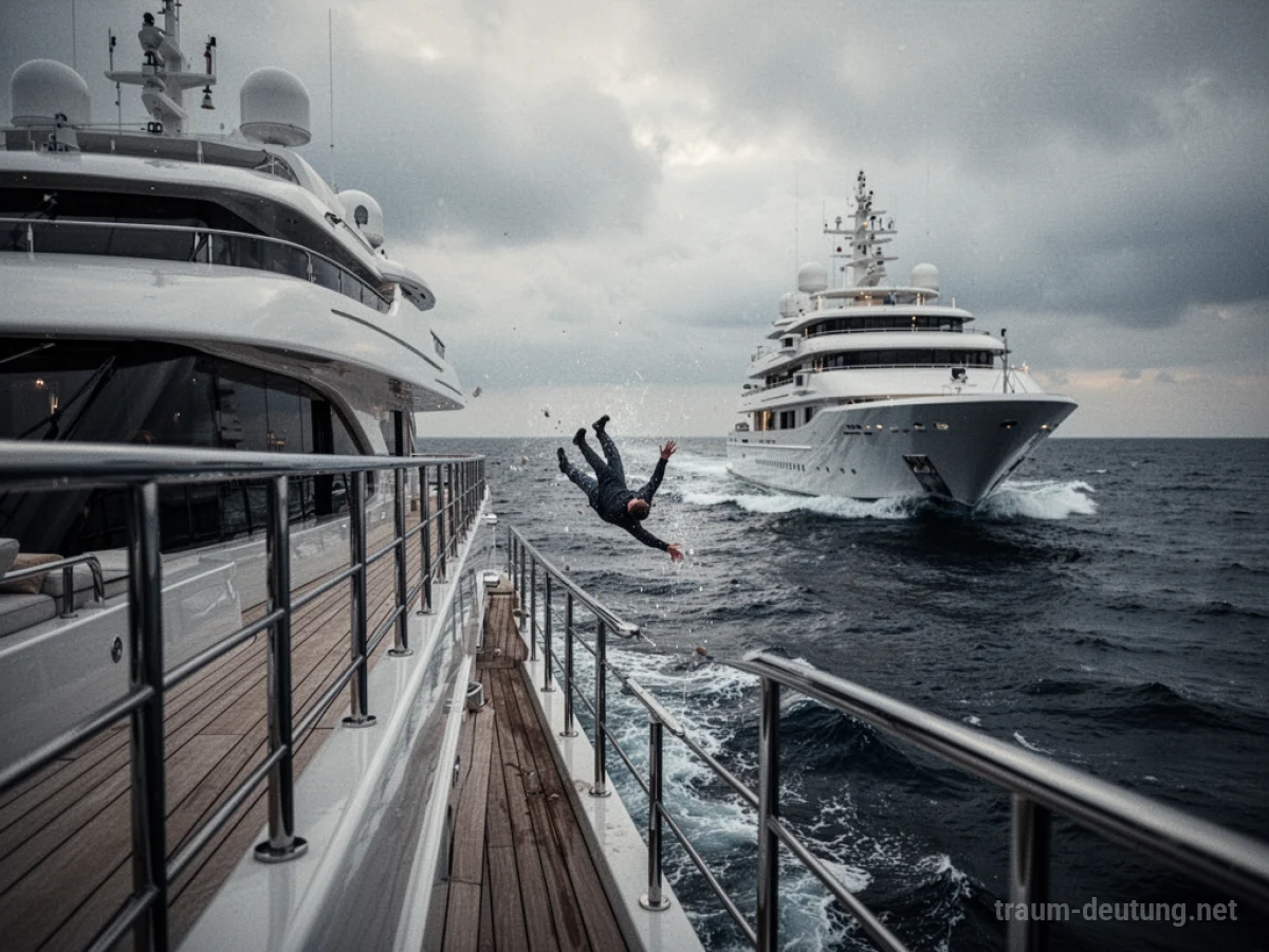 Person fällt von einer Yacht ins Meer
