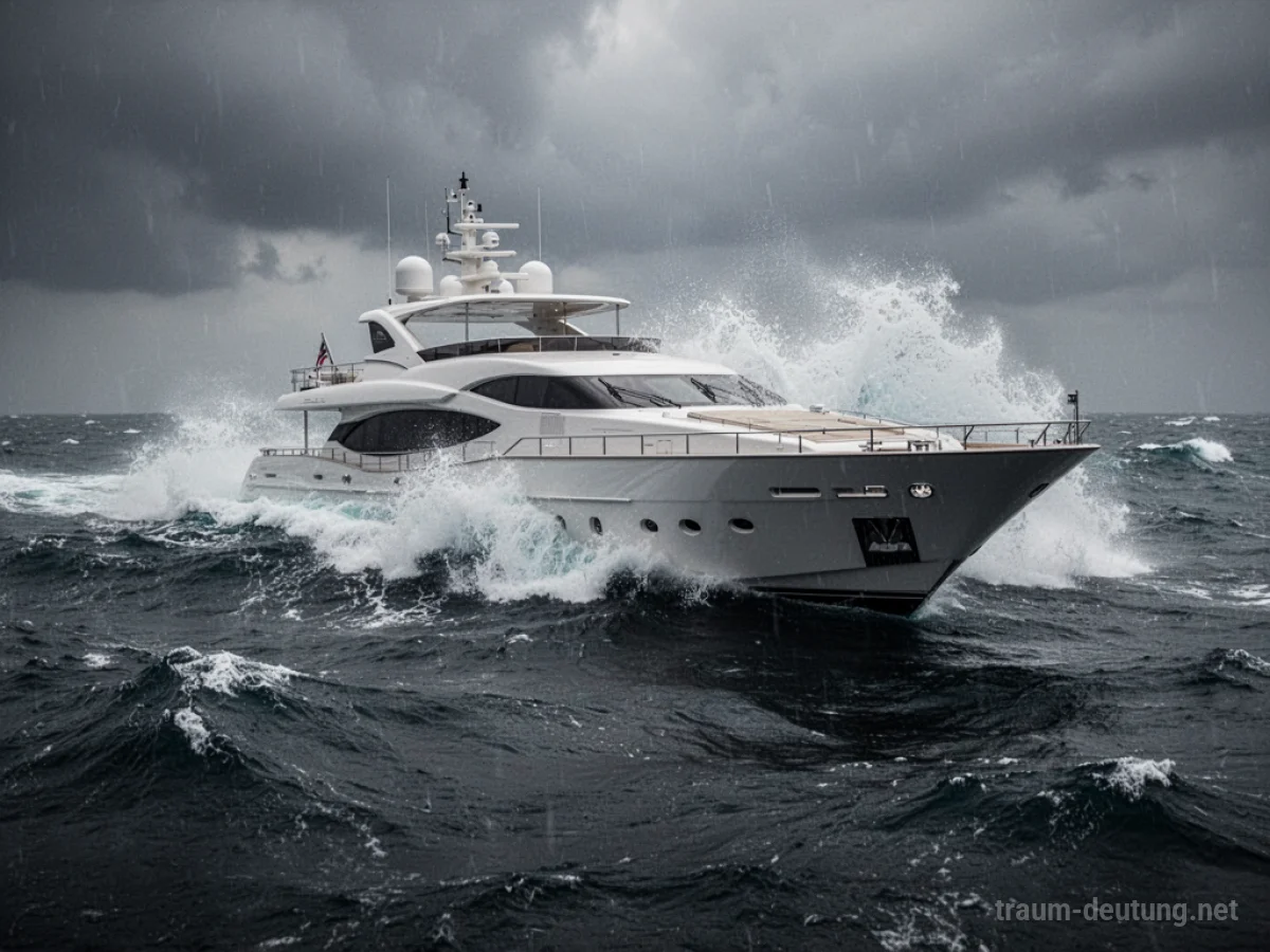 Yacht in Seenot auf stürmischer See unter bewölktem Himmel