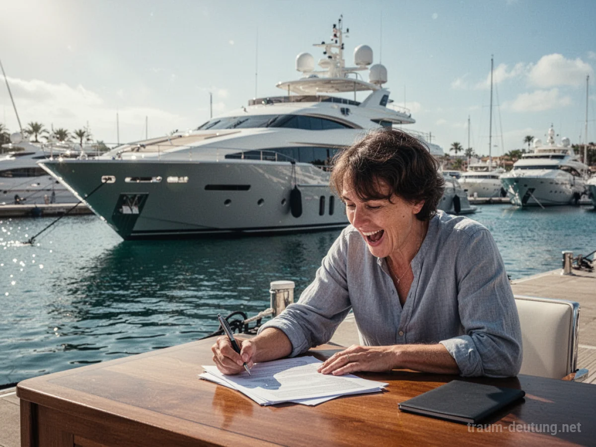 Person kauft eine luxuriöse Yacht im Traum
