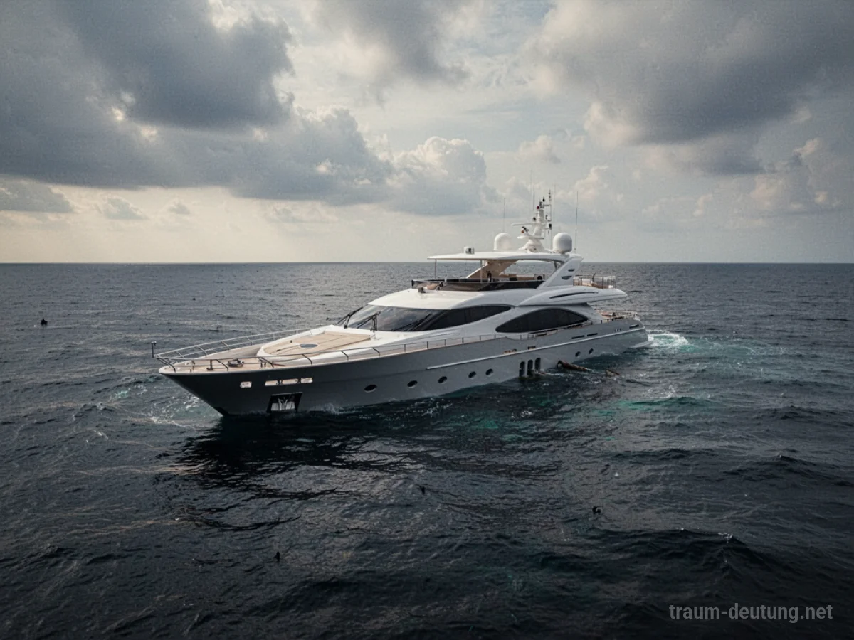 Eine Yacht sinkt langsam im dunklen Meer