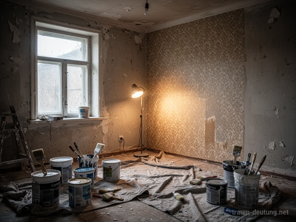Altes Zimmer wird renoviert, neue Tapete wird angebracht