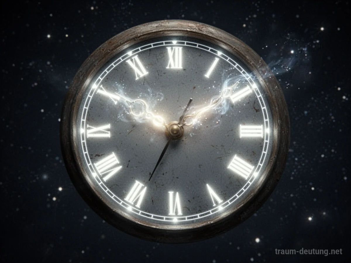 Leuchtende Uhr im Dunkeln, deren Licht den Weg weist