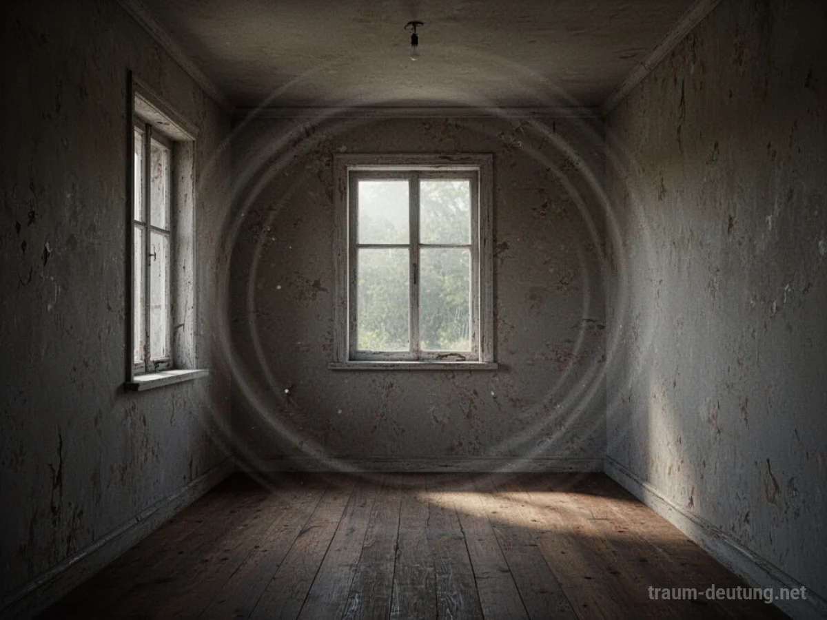 Ein Zimmer, das sich nach außen auszudehnen scheint, Wände weichen zurück